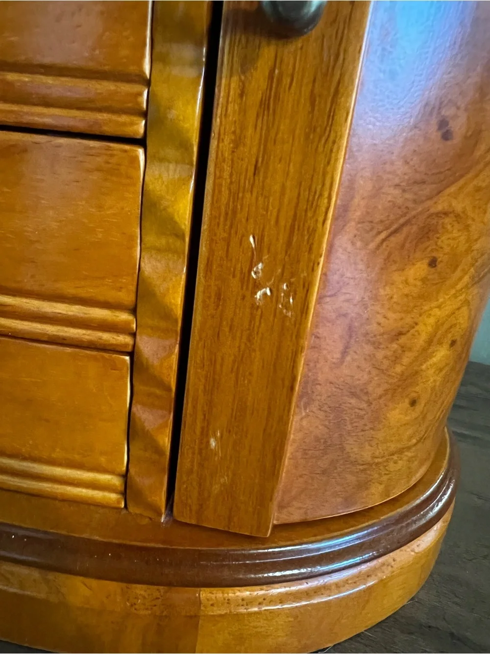 Mele & Co Trinity Wooden Jewelry Box Burlwood Walnut Finish